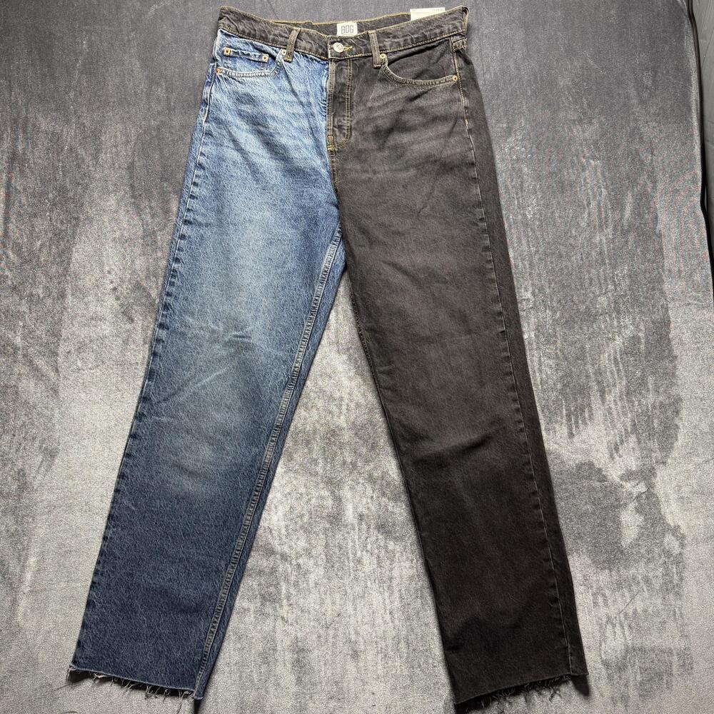 BDG Pax Jeans Womens 31W 32L Blue Black High Waist Straight Distressed Denim